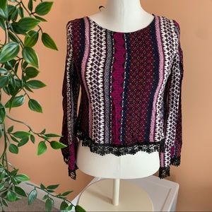 H&M Boho pink crop top with lace trim 4